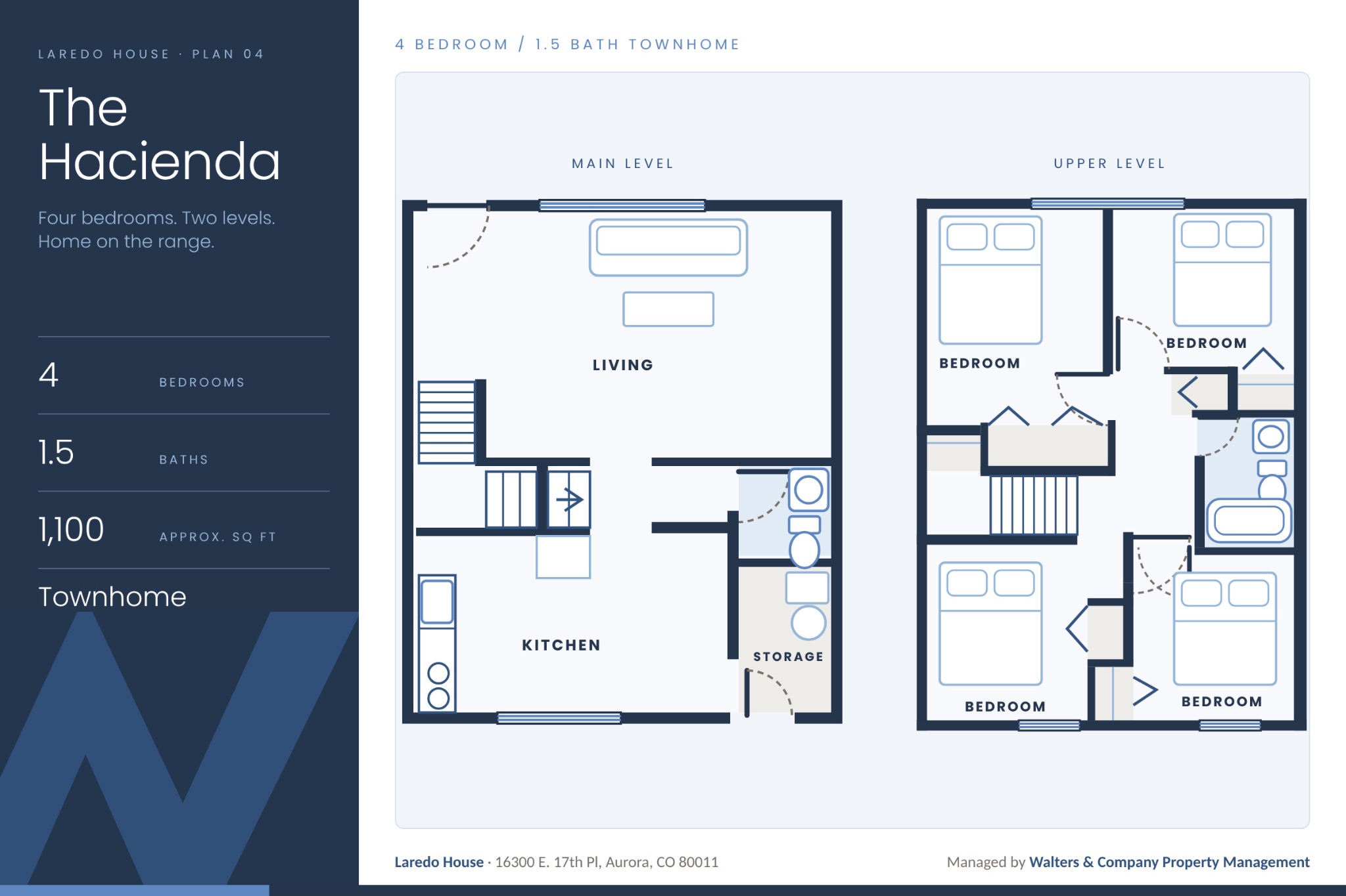 The Hacienda four-bedroom townhome floor plan